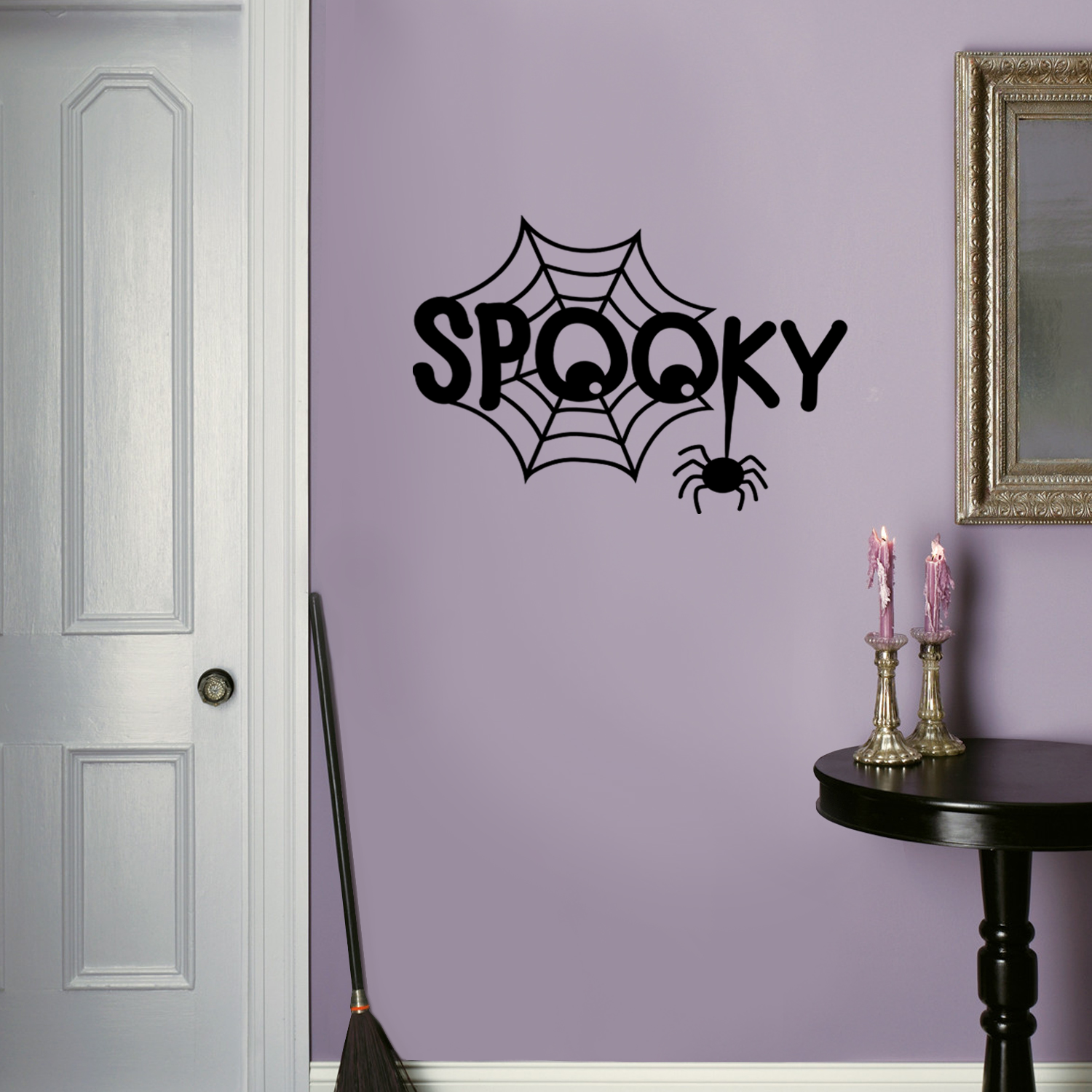 Vinyl Wall Art Decal - Spooky - 22" x 31" - Fun Spiderweb Eyes Halloween Seasonal Decoration Sticker - Teens Adults Indoor Outdoor Wall Door Window Living Room Office Decor 660078119204