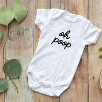 Onesie Organic Baby One Piece Short Sleeve Trendy Funny Minimal Bodysuit 0-12 Months - Oh Poop