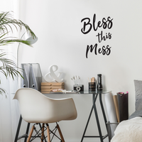 Bless This Mess - Funny Quotes - Wall Art Decal 20" x 28" Home Decoration Vinyl Stickers - Bedroom Living Room Wall Decor 660078089682