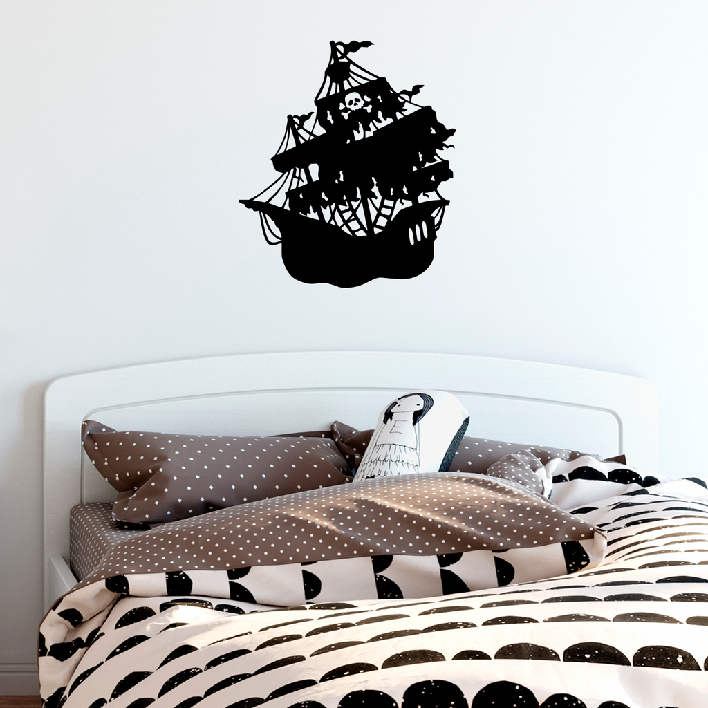 Pirate Ship - 17.5" x 20" - Vinyl Wall Decal Sticker Art
