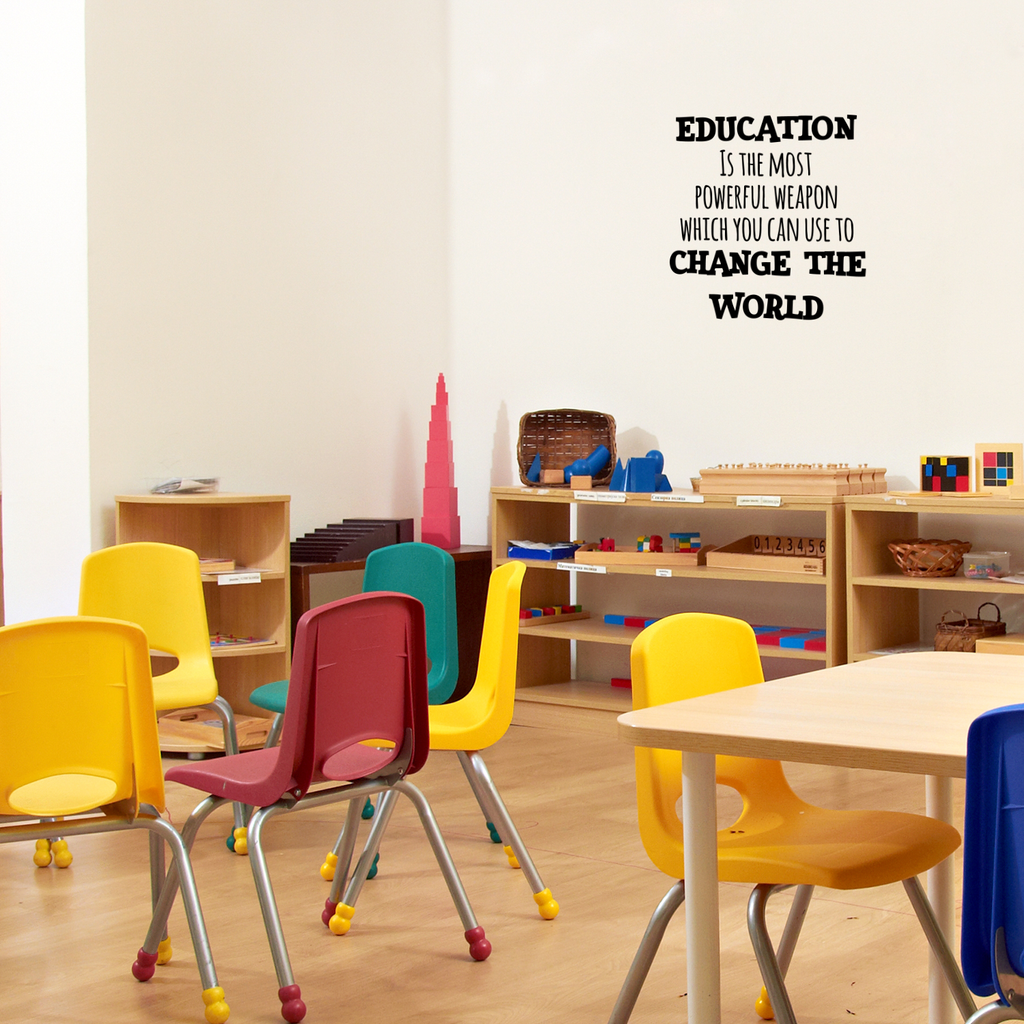Education is The Most Powerful Weapon Which You Can Use to Change The World - 23" x 23" - Motivational Quote - Living Room Bedroom Home School Wall Decor Removable Sticker 660078115312