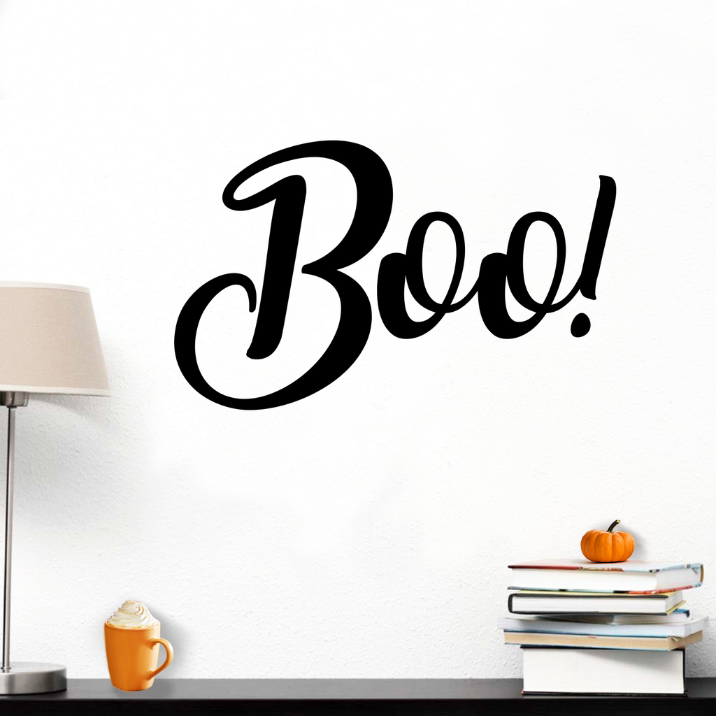Vinyl Wall Art Decal - Boo - 11.5" x 19" - Fun Brush Lettering Halloween Seasonal Decoration Sticker - Teens Adults Indoor Outdoor Wall Door Window Living Room Office Decor 660078119617