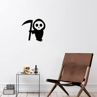 Vinyl Wall Art Decal - Cute Little Grim Reaper - 22" x 23" - Spooky Halloween Season Decoration Sticker - Trendy Indoor Outdoor Wall Door Window Living Room Office Decor 660078120026