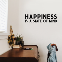 Vinyl Wall Art Decal - Happiness is A State of Mind - 10" x 40" - Motivational Quote Living Room Bedroom Home Office Business School Wall Decor Door Mural - Trendy Modern Wall Sticker Decals 660078115275