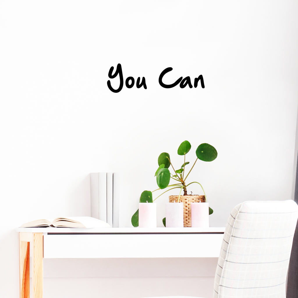 Yes You Can - 20" x 6" - Inspirational Office Home Bedroom Workplace Gym Fitness Living Room Apartment Dorm Room Decor - Motivational Life Quote Sticker