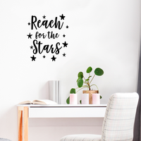 Vinyl Wall Art Decal - Reach for The Stars - 26" x 23" - Inspirational Little Kids Toddlers Nursery Playroom Bedroom Home Apartment Daycare Classroom Positive Quote Sticker Stencil Adhesive Decals 660078116784