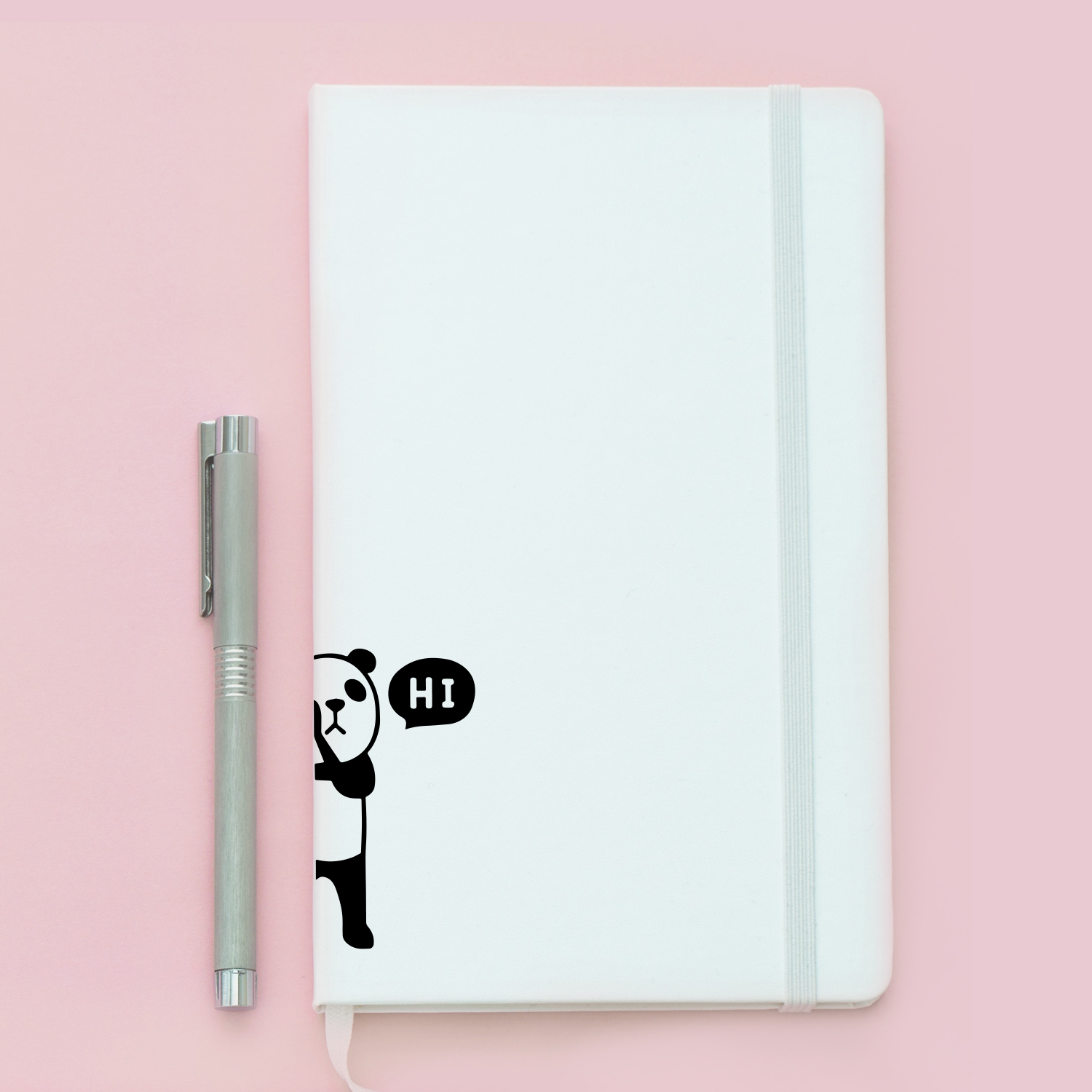 Panda Bear with Hi Quote Wall Art Decal - 1.8" x 3.3" Decoration Vinyl Sticker - Cute Panda Light Switch Vinyl Sticker - Laptop Skin - Kid's Room Wall Art Decoration 660078084489