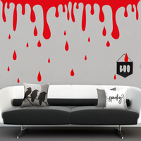Vinyl Wall Art Decal - Blood Dripping - 46" x 79" - Fun Spooky Halloween Slime Decoration Sticker - Kids Teens Adults Indoor Outdoor Wall Door Window Living Room Office Decor (46" x 79", Red) 660078116265