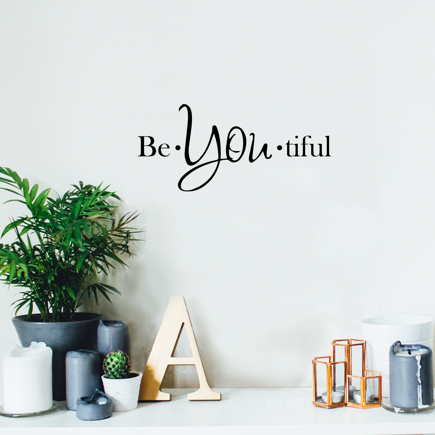 Vinyl Wall Art Decal - Be-You-Tiful - 6" x 15" - Trendy Women's Inspirational Decoration Quote - Motivational Home Apartment Door Window Living Room Bedroom Mirror Fashion Sticker