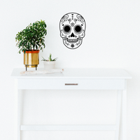 Vinyl Wall Art Decal - Day Of The Dead Skull - 21" x 15" - Sugar Skull Mexican Holiday Seasonal Sticker - Kids Teens Adults Indoor Outdoor Wall Door Window Living Room Office Decor (21" x 15", Black) 660078122433