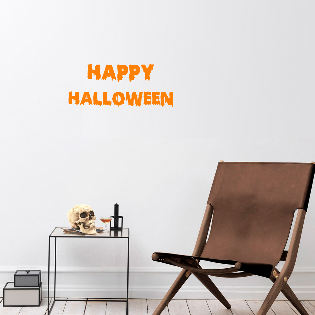 Vinyl Wall Art Decal - Happy Halloween - 9.5" x 23" - Fun Slime Seasonal Greeting Letters Decoration Sticker - Kids Teens Adults Indoor Outdoor Wall Door Window Living Room Office Decor 660078119228