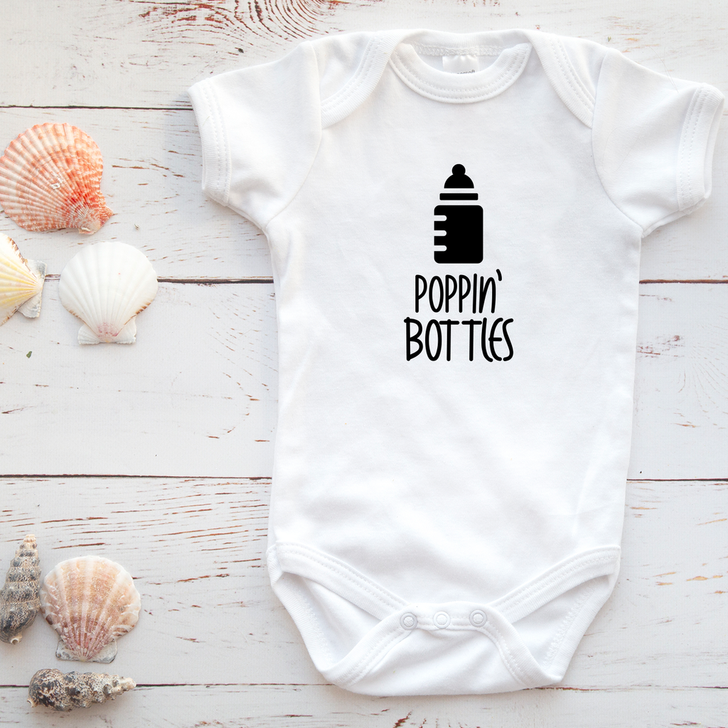 Onesie Organic Baby One Piece Short Sleeve Funny Trendy Minimal Bodysuit 0-12 Months - Poppin' Bottles