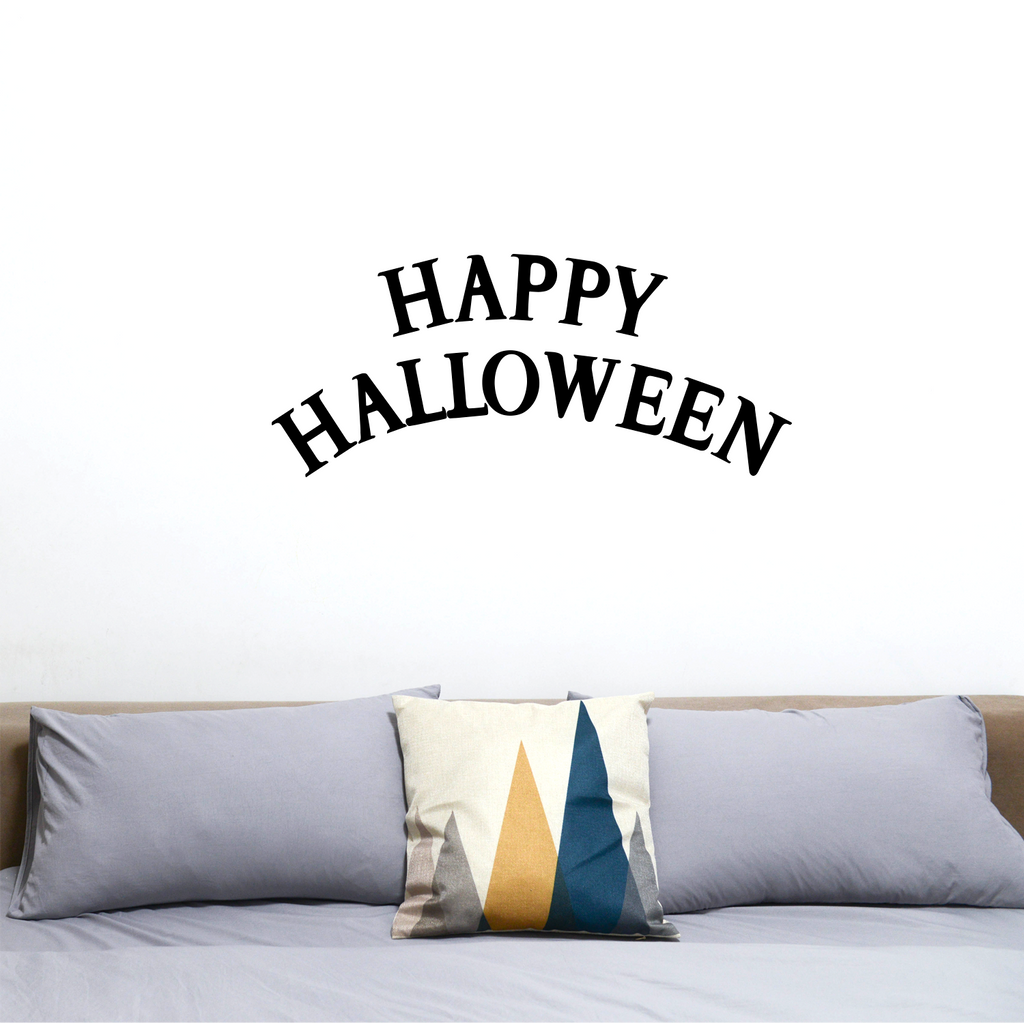 Vinyl Wall Art Decal - Happy Halloween - 19" x 40" - Fun Seasonal Greeting Letters Decoration Sticker - Kids Teens Adults Indoor Outdoor Wall Door Window Living Room Office Decor 660078119709