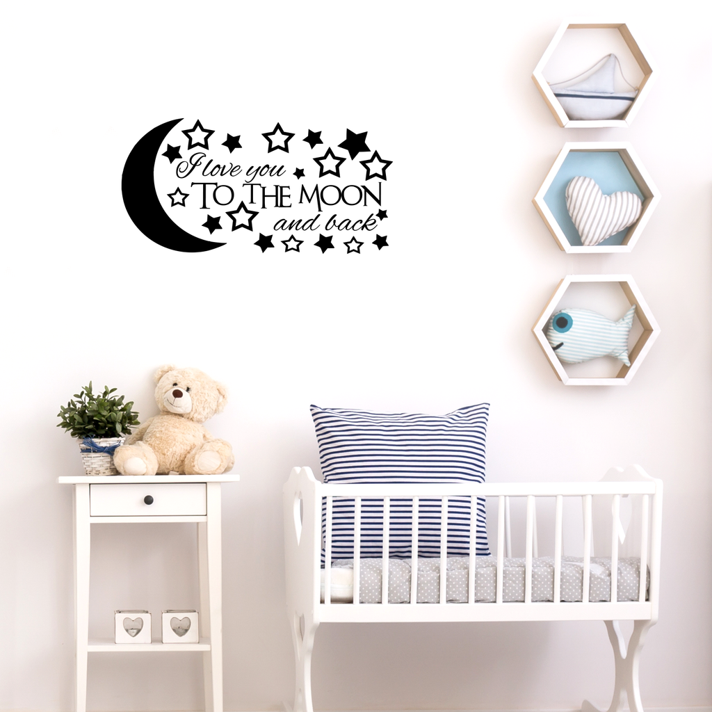 I love you to the moon and back - 22" x 11" - vinyl wall decal sticker art