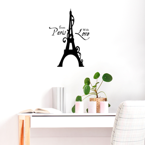 From Paris With Love Eiffel Tower Paris - 22" x 32" - Vinyl Wall Decal Sticker Art