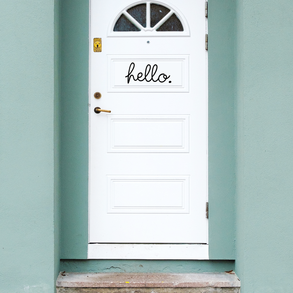 Hello.- 11" x 5" -  Cute Decorative Front Door Vinyl Decal Sticker Art