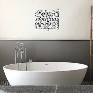 Relax Soothing Words Collage for the Bathroom - 22" x 19"- Decor Vinyl Wall Decal Sticker Art