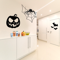Vinyl Wall Art Decal - Scary Pumpkin - 23" x 23" - Fun Spooky Halloween Seasonal Decoration Sticker - Fall Season Indoor Outdoor Wall Door Window Living Room Office Decor 660078119129