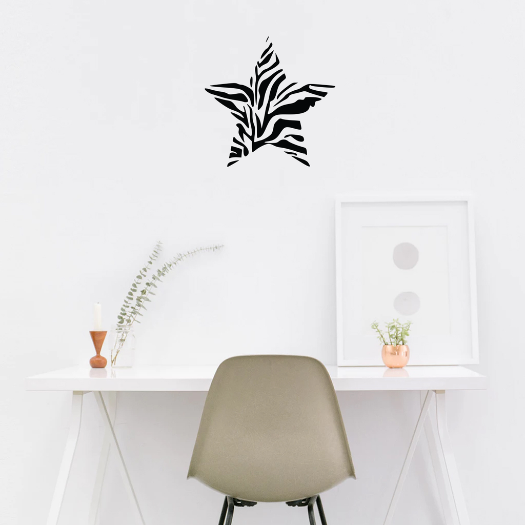 Zebra Print Star-  22" x 22"-  Wall Decal Sticker Art