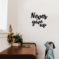 Never Give Up - 20" x 19" - Motivational Quote - Wall Art Decal  Life Quotes Wall Art - Over The Door Vinyl Sticker 660078088937