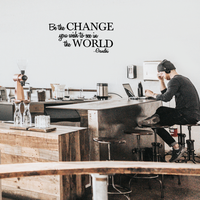 Vinyl Wall Decal Sticker - Be The Change You Wish to See in The World -  - 36" x 18" - Inspirational Gandhi Quote Living Room Bedroom Wall Art Decor - Motivational Work Quotes Removable Sticker Decals