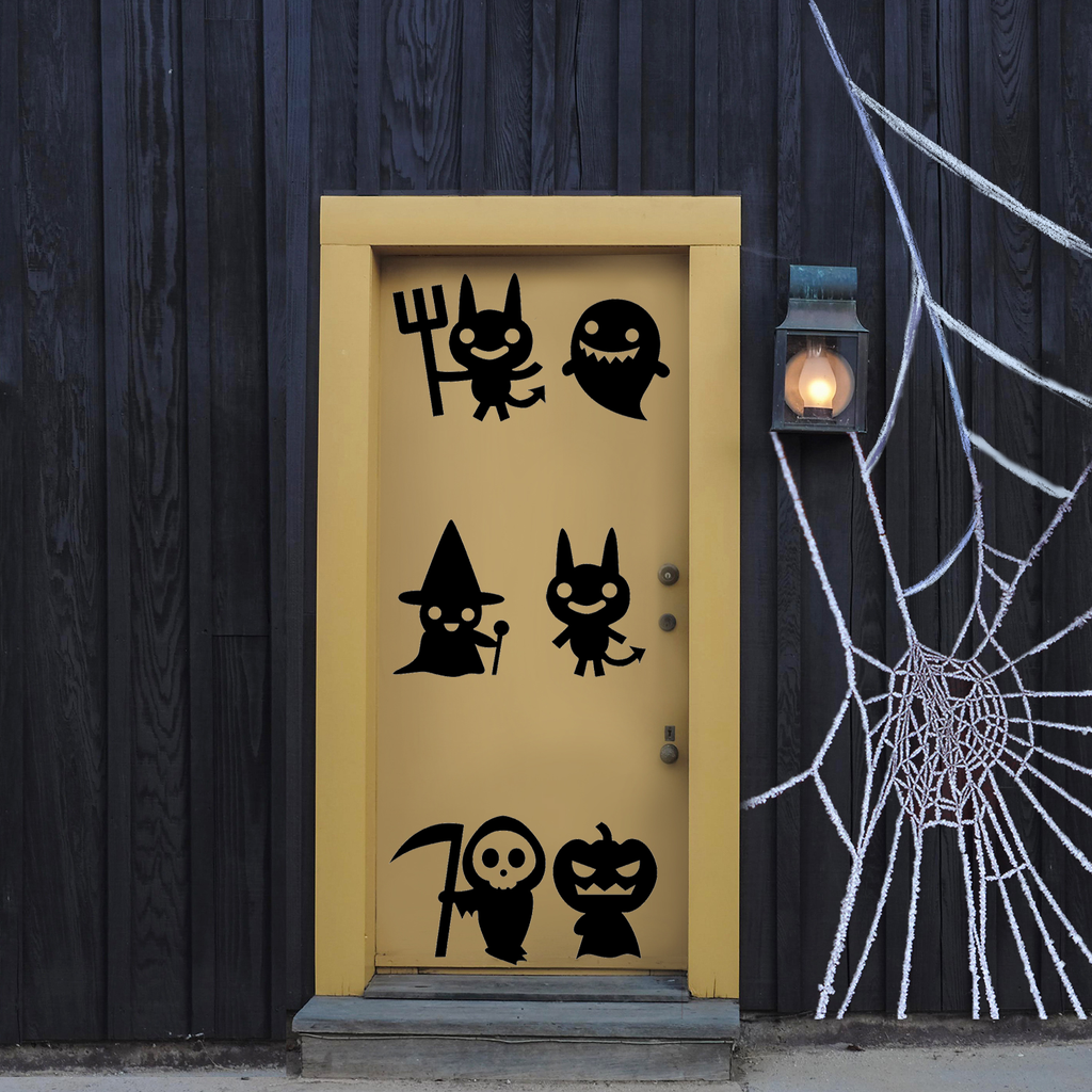 Set of 6 Vinyl Wall Art Decal - Halloween Characters - from 8.4" to 8.5" Each - Fun Halloween Seasonal Decoration Sticker - Indoor Outdoor Wall Door Window Living Room Office Decor 660078119723