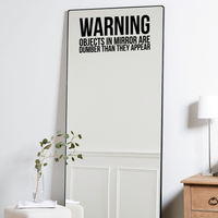 WARNING OBJECTS IN MIRROR ARE DUMBER THAN THEY APPEAR Sign - Wall Art Decal - 14" x 7" - Funny Bathroom Art - Peel Off Vinyl Stickers - Trendy Waterproof Decal - Restroom Wall Decoration Vinyl