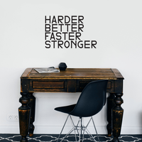 Harder, Better, Faster, Stronger - Inspirational Quotes Wall Art Decal - 15" x 23" Decoration Vinyl Sticker - Life Quote Vinyl Decal - Gym Wall Vinyl Sticker - Trendy Wall Art 660078089835