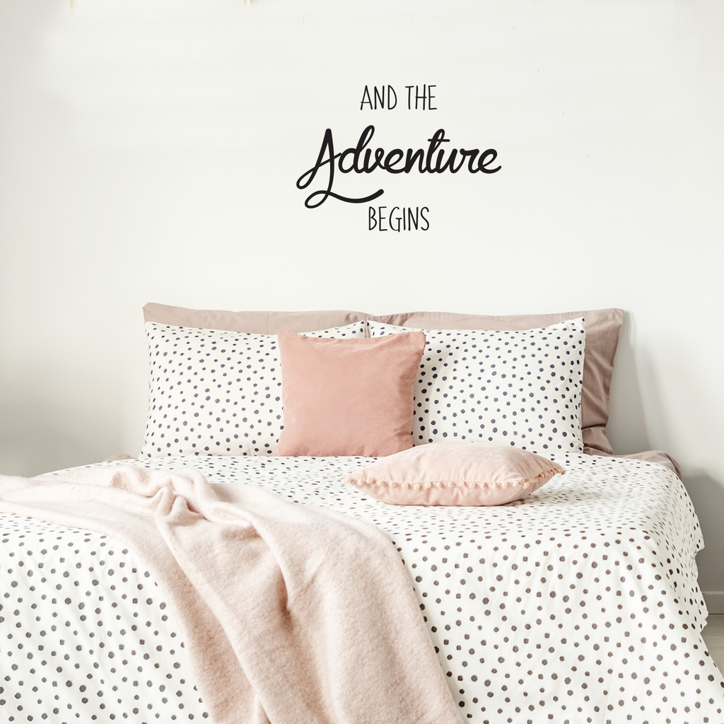 and The Adventure Begins - Inspirational Quotes Decor - Wall Art Decal 17" x 23" Decoration Wall Art - Bedroom Living Room Wall Decor - Trendy Vinyl Stickers 660078089668