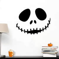 Vinyl Wall Art Decal - Jack Skellington Inspired Face - 17" x 22" - Fun Halloween Seasonal Decoration Sticker - Nightmare Before Christmas Indoor Outdoor Wall Door Window Living Room Office Decor 660078118993