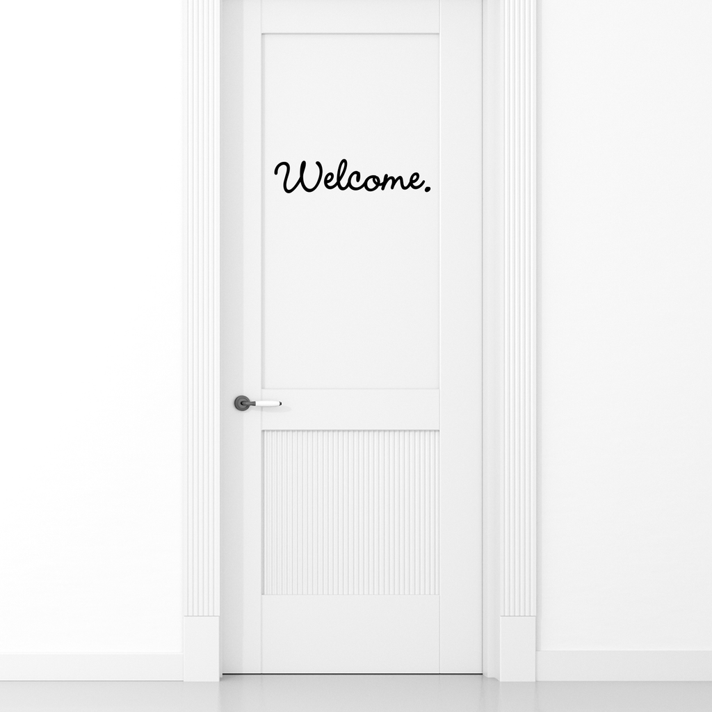 Welcome - 18" x 4" Cute Welcoming Decorative Front Door Vinyl Decal Sticker Art