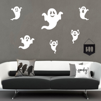 Set of 6 Vinyl Wall Art Decal - Ghosts - from 8.5" to 13" Each - Cute Fun Halloween Seasonal Decoration Sticker - Teens Adults Indoor Outdoor Wall Door Window Living Room Office Decor 660078120149