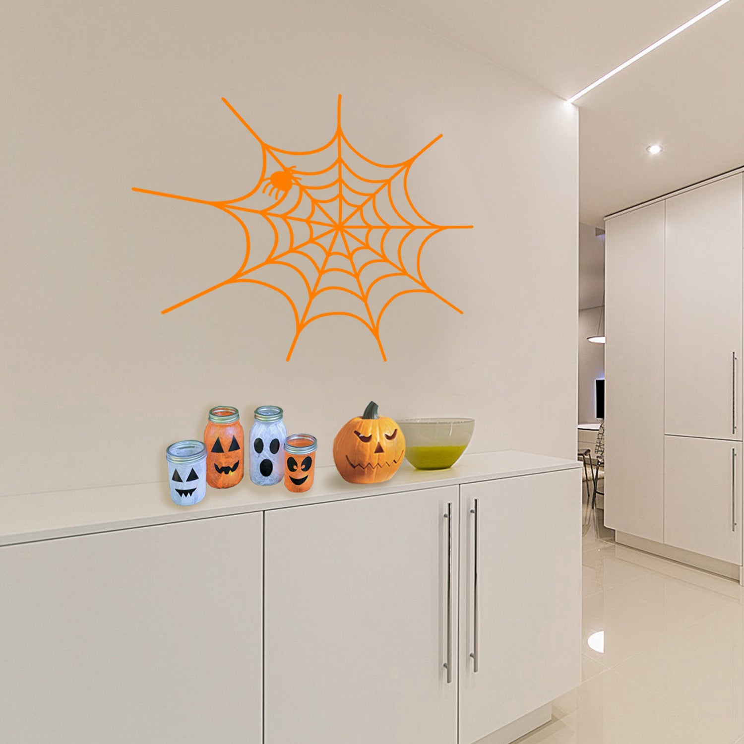 Vinyl Wall Art Decal - Spiderweb - 20" x 22.5" - Fun Halloween Web Seasonal Decoration Sticker - Teens Adults Indoor Outdoor Wall Door Window Living Room Office Decor 660078119686