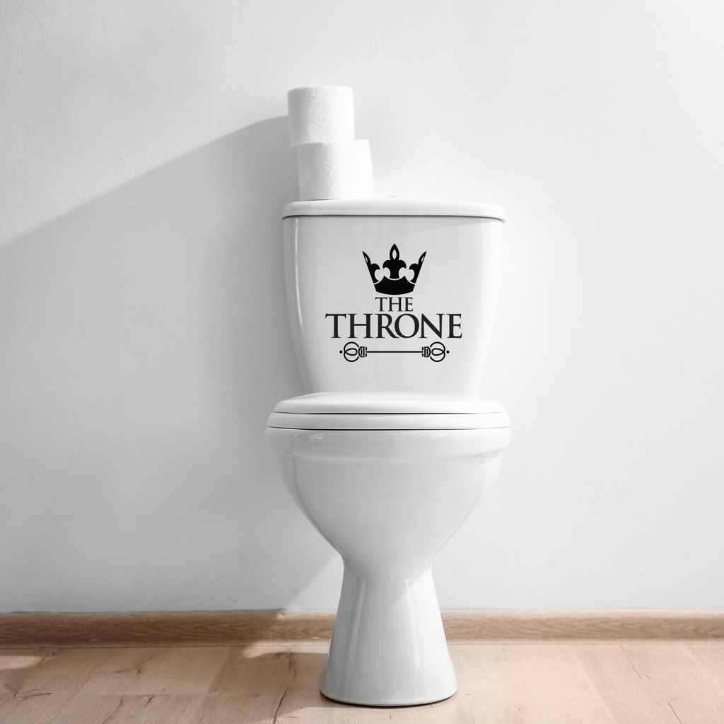 The Throne - Toilet Lid Sign - 10" x 10" - Bathroom Vinyl Decal - Funny Quotes Bathroom Decorations - Waterproof Vinyl Stickers 660078089392