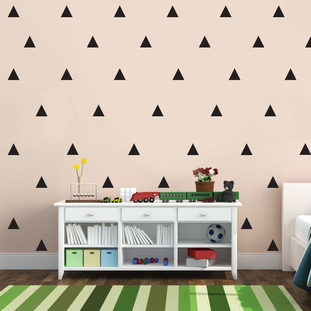 Set of 30 - Triangles Wall Decal Decor - 1.5" x 1.5" Each - Bedroom Living Room Wall Art Vinyl Stickers - Apartment Vinyl Decal