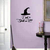 Vinyl Wall Art Decal - I Put A Spell On You - 20" x 22" - Witch Hat Seasonal Greeting Letters Decoration Sticker - Teens Adults Indoor Outdoor Wall Door Window Living Room Office Decor 660078119808