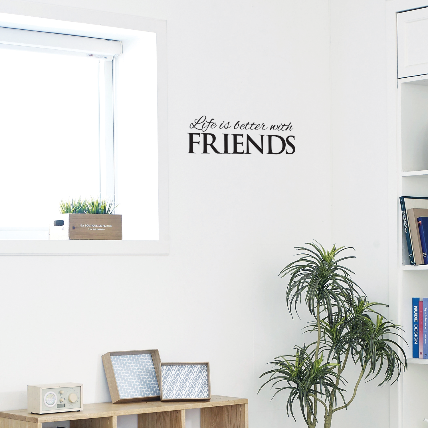 Life is Better with Friends - Inspirational Quote Wall Art Vinyl Decal - 8" x 23" - Living Room Motivational Wall Art Decal - Life Quotes Vinyl Sticker Wall Decor - Bedroom Vinyl Stickers Decor 660078092729