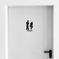 Unisex Bathroom Toilet Sign- Wall Art Decal - 5.1" x 8.6" - Bathroom Door Vinyl Sticker - Door Decals for Bathroom Decoration 660078084311