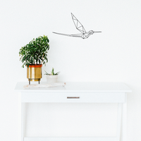 Vinyl Wall Art Decal - Geometric Hummingbird Side View - 12" x 23" - Stencil Adhesive Vinyl for Home Apartment Workplace Use - Geometric Shapes for Living Room Bedroom Decorations 660078106648