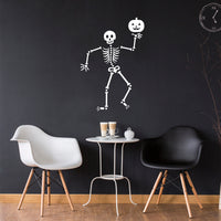 Vinyl Wall Art Decal - Happy Skeleton - 34" x 23" - Fun Spooky Halloween Seasonal Decoration Sticker - Kids Teens Adults Indoor Outdoor Wall Door Window Living Room Office Decor 660078116227