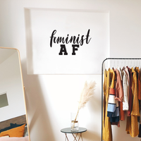 Feminist AF Quote - Wall Art Decal - 22" x 14" - Feminism Vinyl Wall Art - Inspirational Women Empowerment - Girl Power Novelty Gift - Bedroom Living Room Wall Art 660078088944