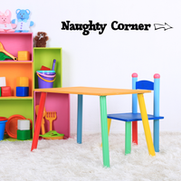 Wall Art Vinyl Decal - Naughty Corner with Arrow - 4" x 30" - Unisex Little Girl Boy Kids Bedroom Decoration Sticker - Children's Play Room Closet Door Classroom Daycare Sign 660078116340