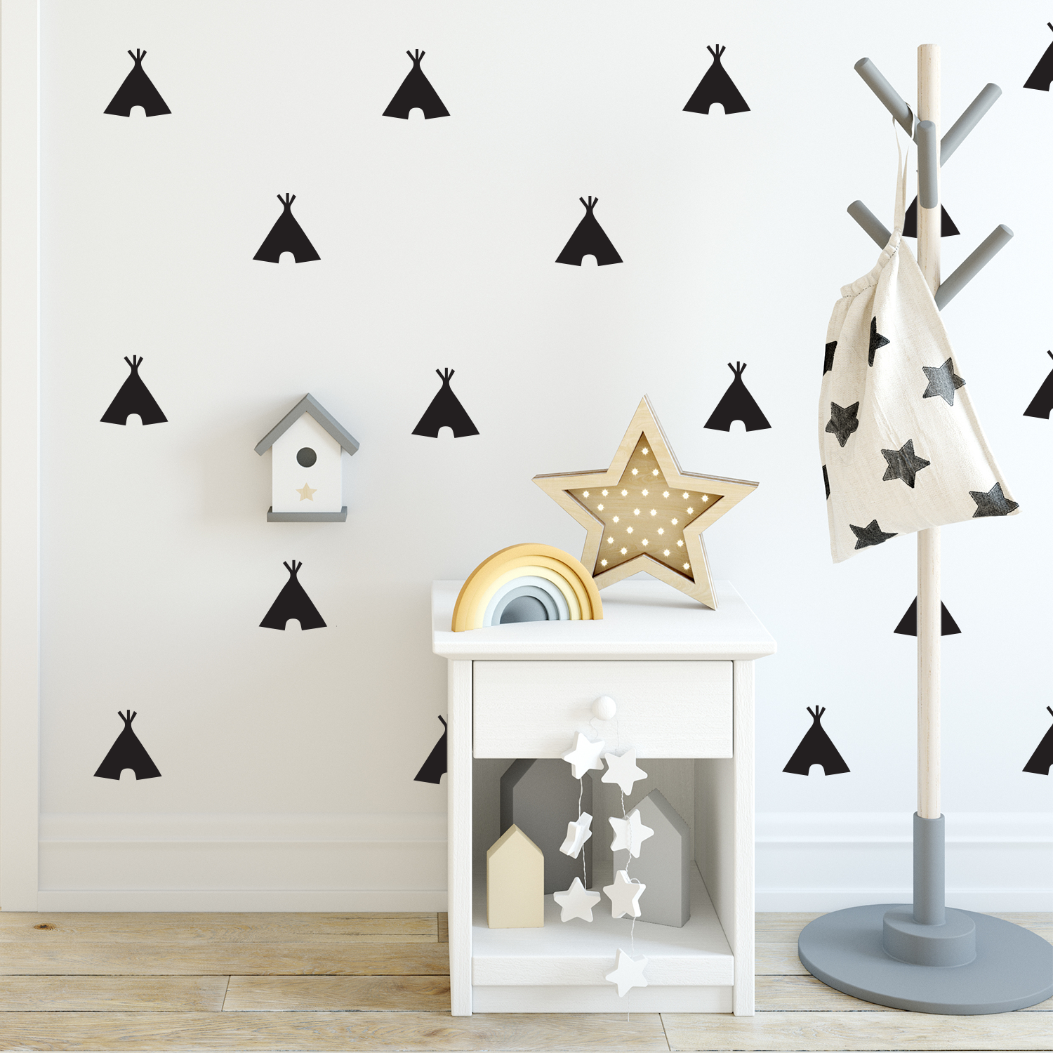 Set of 25 Vinyl Wall Art Decal - Teepee Tents - 2" x 2" Each - Kids Teens Room Stickers - Wild West Tribal Desert Theme Home Play Room Bedroom Nursery Living Room Apartment Decor 660078116050