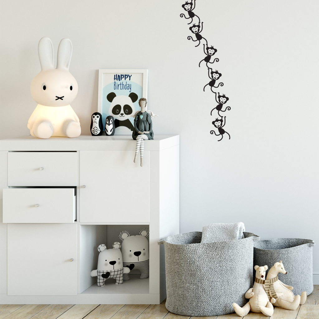 Set of 6 Vinyl Wall Art Decals - Monkeys - 4" x 5" Each - Bedroom Wall Art Vinyl Stickers - Unisex Nursery Animal Theme Decal - Kids Room Vinyl Wall Stickers 660078100592