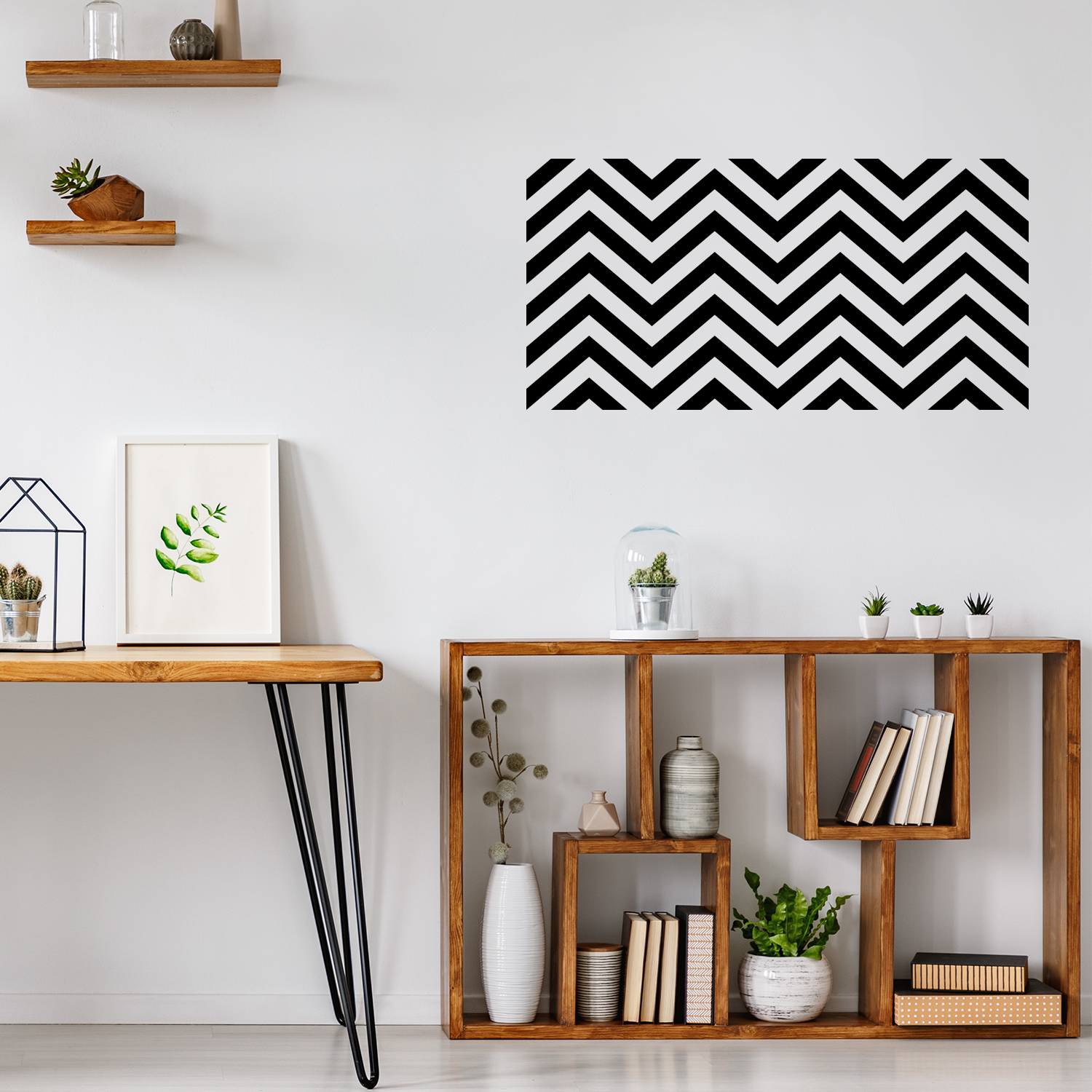 Vinyl Wall Art Decals - Chevron Stripes - 22.5" x 45"- Cool Adhesive Sticker Pattern for Home Office Bedroom Nursery Living Room Apartment - Lifestyle Minimalist Chic Decor 660078116098