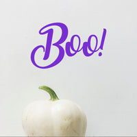 Vinyl Wall Art Decal - Boo - 11.5" x 19" - Fun Brush Lettering Halloween Seasonal Decoration Sticker - Teens Adults Indoor Outdoor Wall Door Window Living Room Office Decor 660078119648