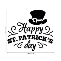 St Patrick's Day Vinyl Wall Art Decal - Happy St Patrick's Day - 20" x 23" - St Patty's Holiday Home Living Room Bedroom Sticker - Indoor Outdoor Office Workplace Apartment Decor