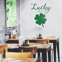 St Patrick's Day Vinyl Wall Art Decal - Lucky Like A Four Leaf Clover - 20" x 23" - St Patty's Holiday Coffee Shop Home Living Room Bedroom Office Work Apartment Decor Sticker