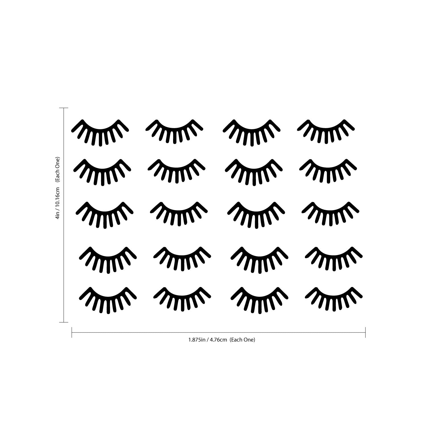 Set of 10 Vinyl Wall Art Decal - Eyelashes - 4" x 1.87" Each - Cute Laptop Skin Decal - Waterproof Girly Teens Small Sticker Adhesives for Home Bedroom Mirror Window Car Bumper Sticker 660078115527